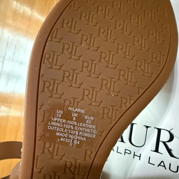 Lauren Ralph Lauren Brown Wedge Sandals with Braided Detail - Picture 6 of 7